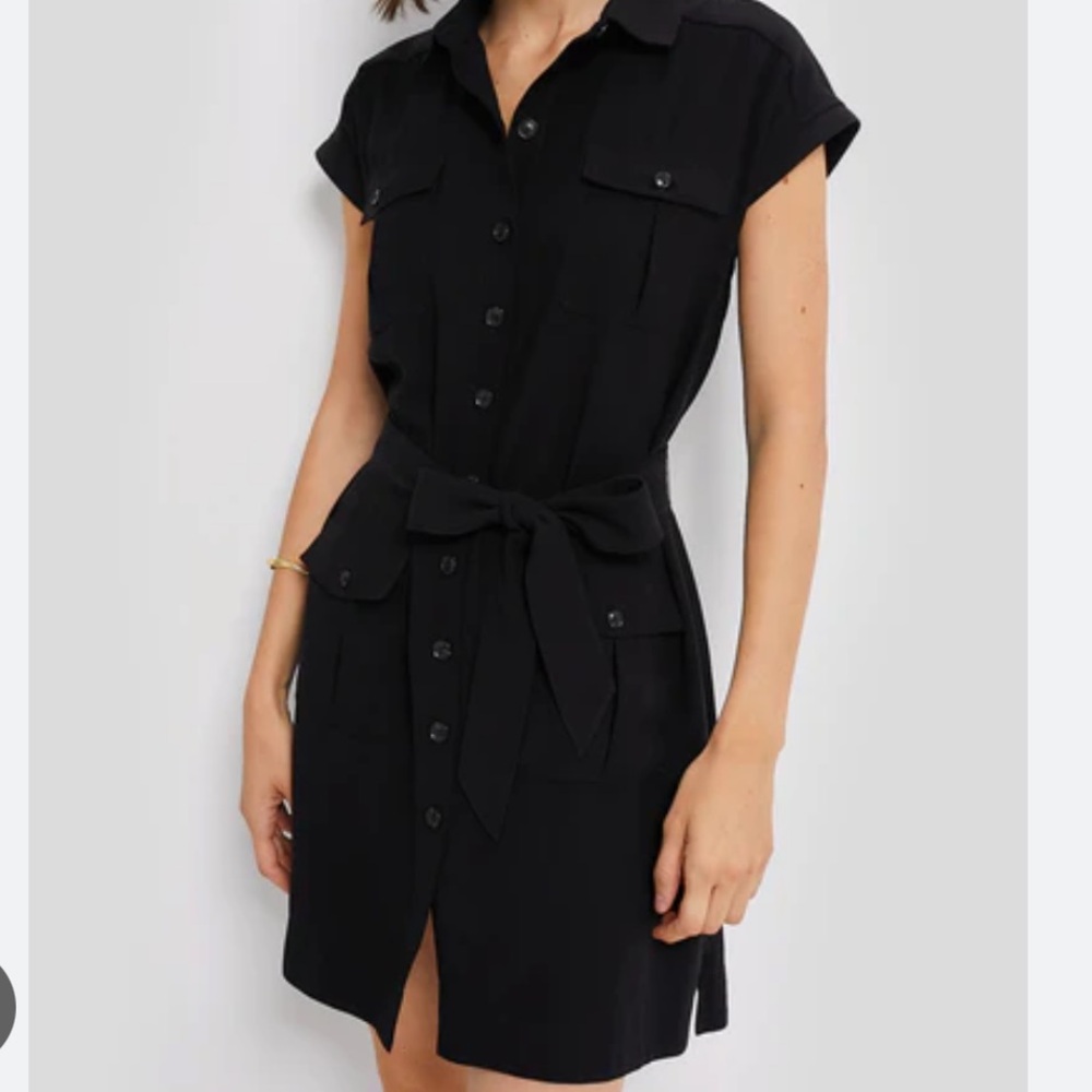 Tuckernuck Black Buttoned Mini Shirt Dress